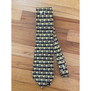 Fox & Chave Yellow/Auto Silk Tie with Toot Toot Blue Truck Made in England-58"lo
